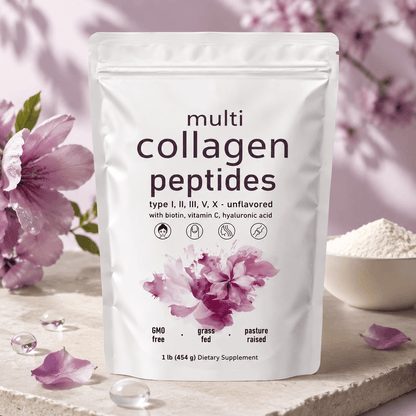 Multi Collagen Peptides — Piel Radiante, Cabello Fuerte y Uñas Perfectas Con 5 Tipos de Colágeno + Biotina, Vitamina C y Ácido Hialurónico ✨🌸