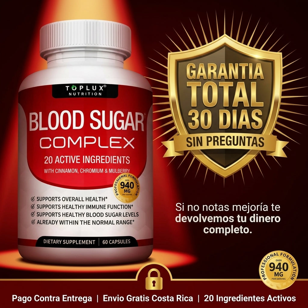 Blood Sugar Complex — Controla Tu Azúcar, Elimina El Bajón De Energía y Reduce Los Antojos Con 20 Ingredientes Activos ⚡
