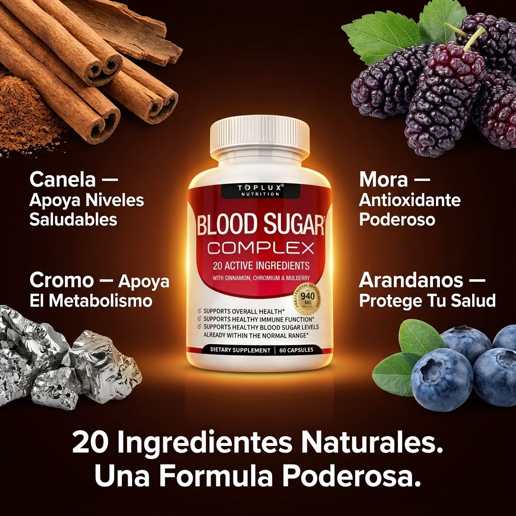 Blood Sugar Complex — Controla Tu Azúcar Naturalmente Con 20 Ingredientes Activos 🌿
