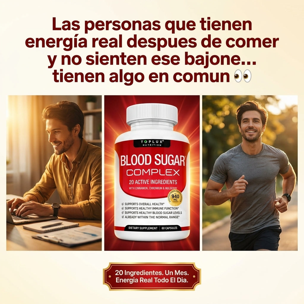 Blood Sugar Complex — Controla Tu Azúcar, Elimina El Bajón De Energía y Reduce Los Antojos Con 20 Ingredientes Activos ⚡