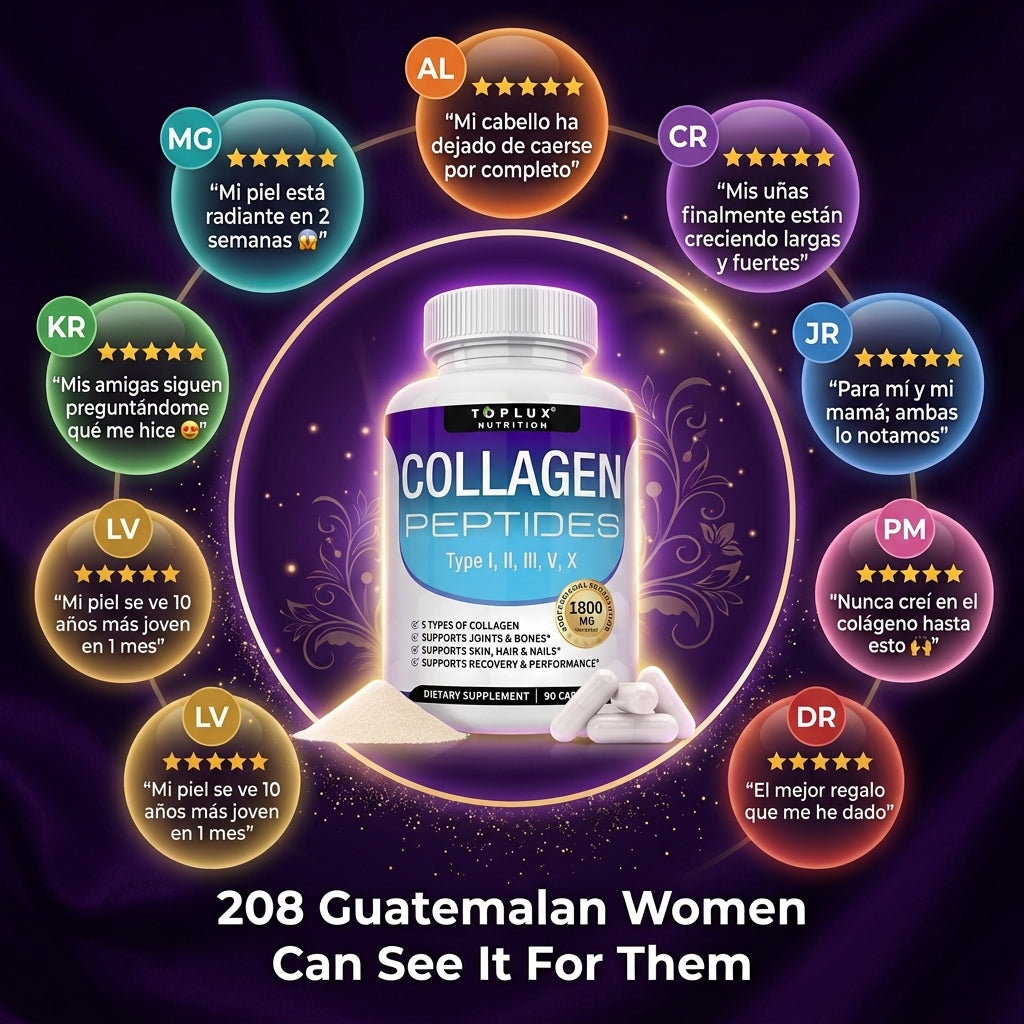 Collagen Peptides 90 Cápsulas — Piel Radiante, Cabello Fuerte y Uñas Perfectas Con 5 Tipos de Colágeno en 1 ✨