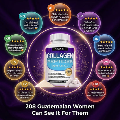 Collagen Peptides 90 Cápsulas — Piel Radiante, Cabello Fuerte y Uñas Perfectas Con 5 Tipos de Colágeno en 1 ✨