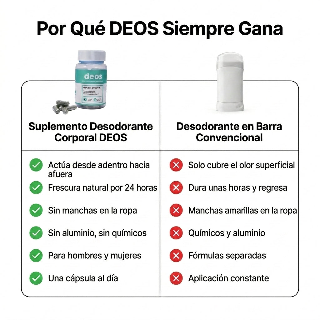 DEOS — Elimina el Mal Olor Corporal Desde Adentro Sin Desodorante 🌿