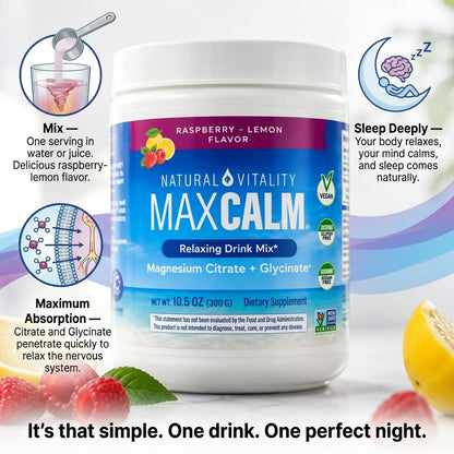 Max Calm — La Bebida Relajante Con Magnesio Que Te Ayuda a Desconectarte, Dormir Profundo y Despertar Descansada 😴🫐