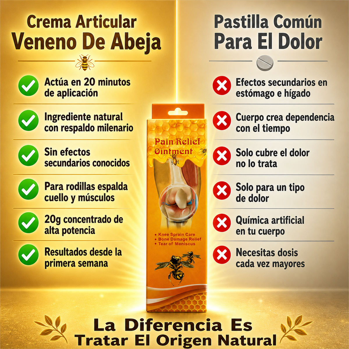 Crema Articular de Veneno de Abeja — Alivia El Dolor De Rodillas, Músculos y Articulaciones Naturalmente 🐝