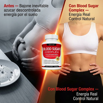 Blood Sugar Complex — Controla Tu Azúcar, Elimina El Bajón De Energía y Reduce Los Antojos Con 20 Ingredientes Activos ⚡