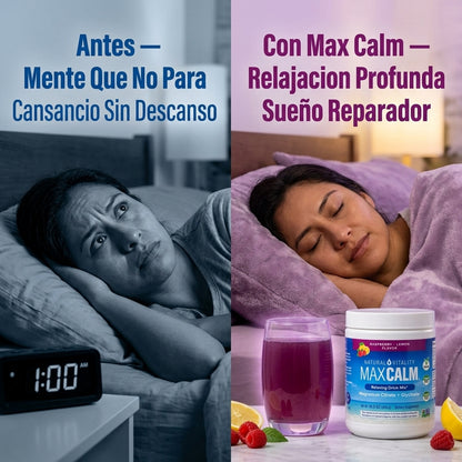 Max Calm — La Bebida Relajante Con Magnesio Que Te Ayuda a Desconectarte, Dormir Profundo y Despertar Descansada 😴🫐