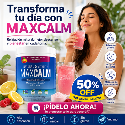 Max Calm — La Bebida Relajante Con Magnesio Que Te Ayuda a Desconectarte, Dormir Profundo y Despertar Descansada 😴🫐